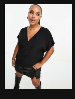 ASOS Design Curve V-neck Woven Tee